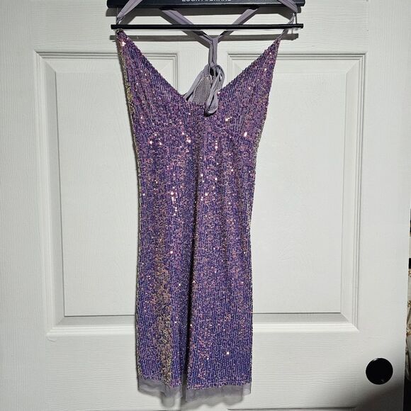 Intimately Free People Gold Rush Lilac Iridescent Mini Slip Dress Size Small - Picture 2 of 11